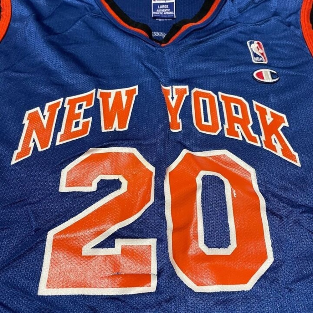 Champion New York Knicks Allan Houston 20 Jersey Mens Large 44 Blue NBA Vintage - Picture 2 of 9